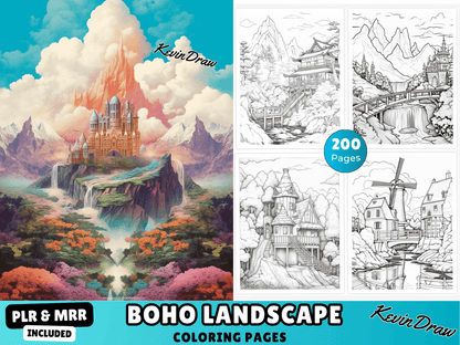 200 Boho Landscape Coloring Pages