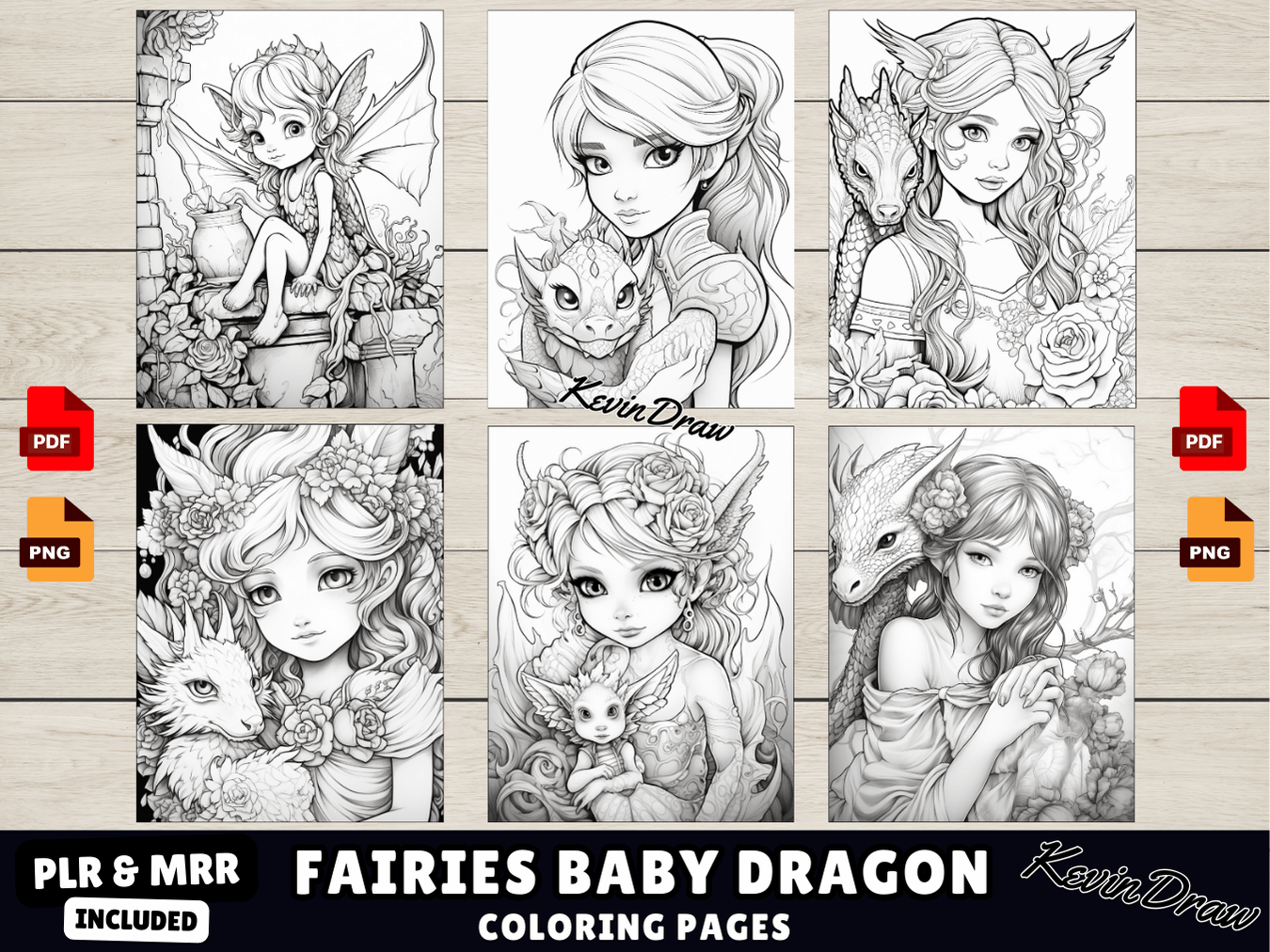 200 Fairies & Baby Dragon Coloring Pages