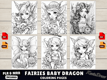 200 Fairies & Baby Dragon Coloring Pages