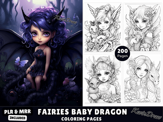 200 Fairies & Baby Dragon Coloring Pages