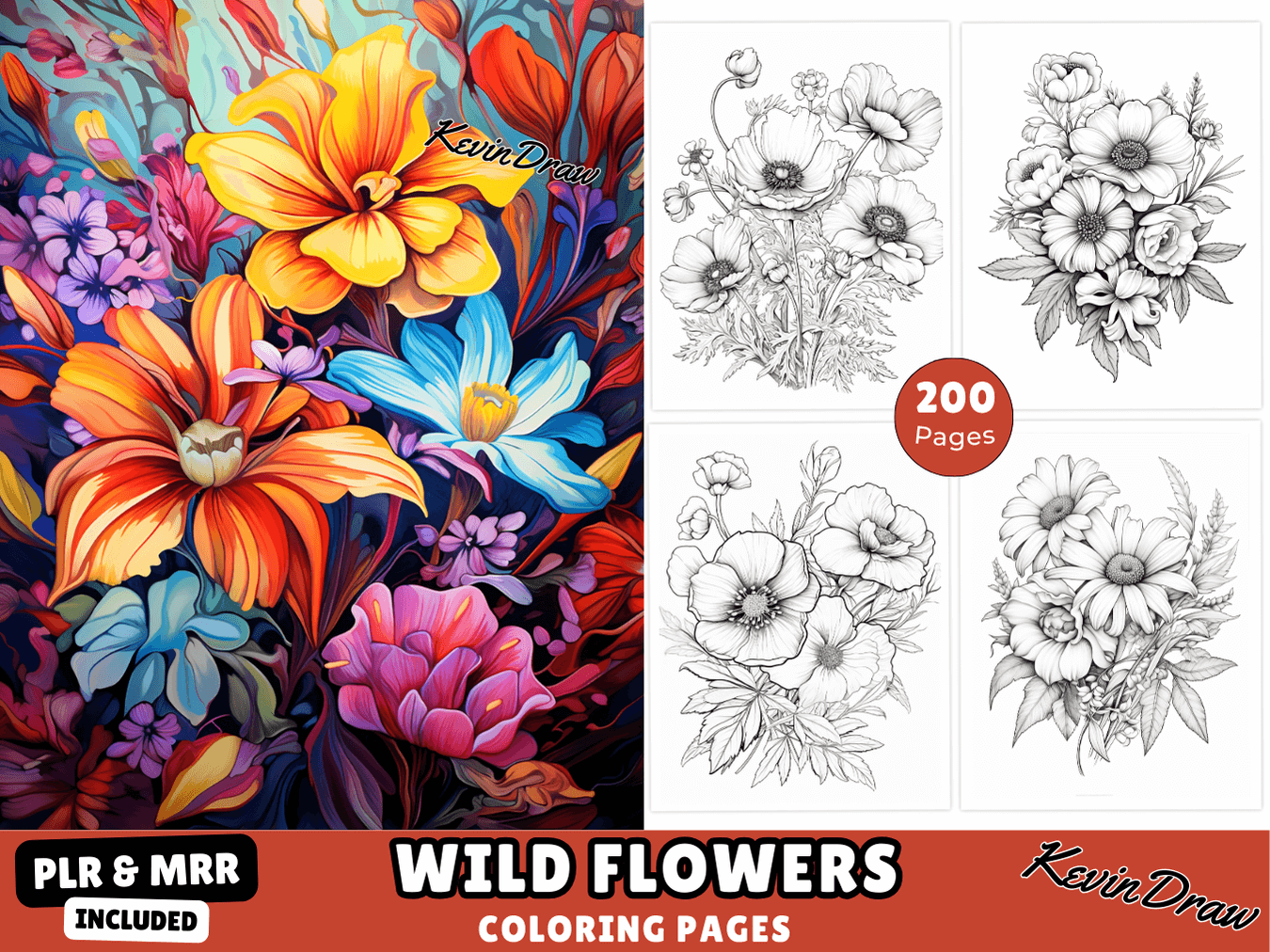 200 Wild Flowers Coloring Pages