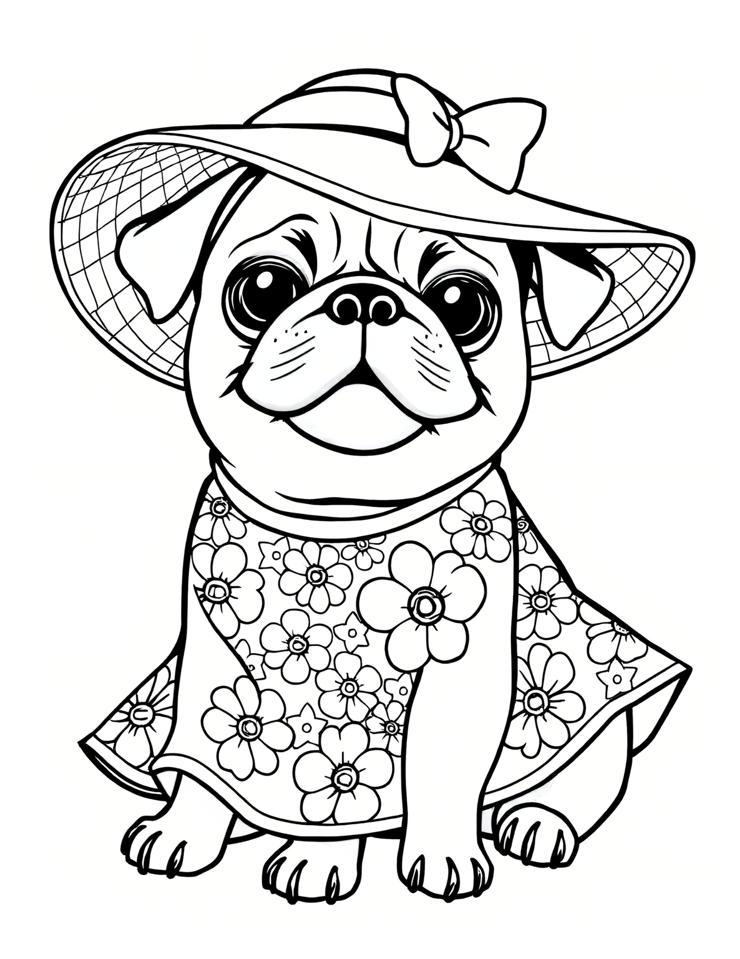 75 Pug Fashion Coloring Pages