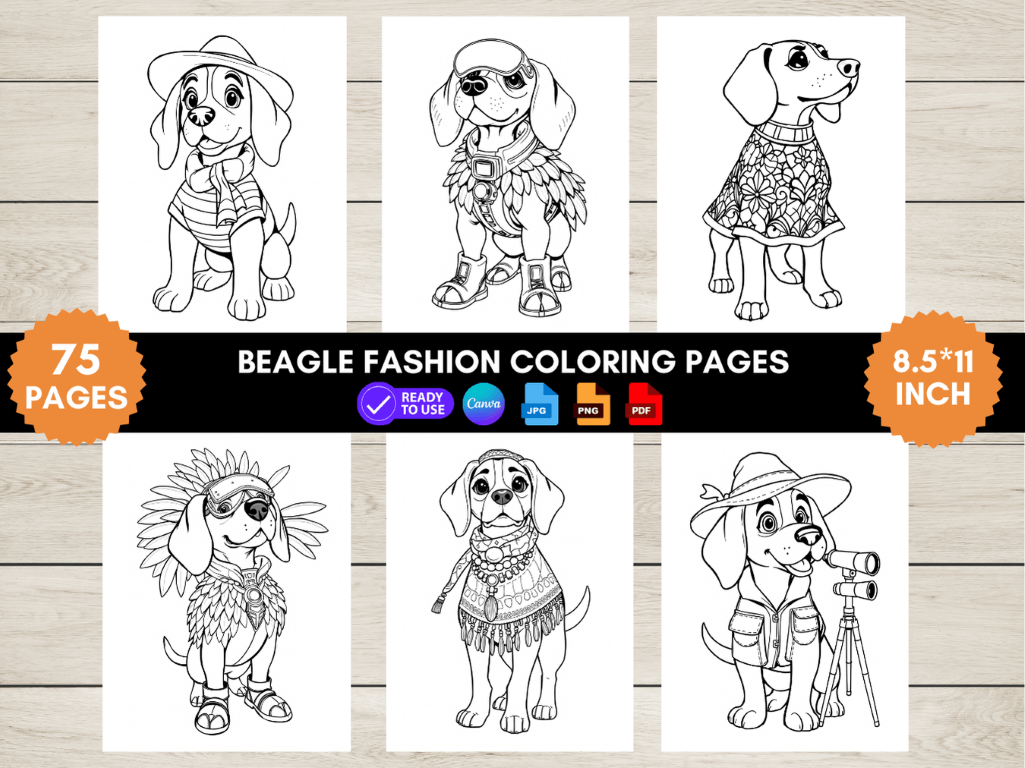 75 Beagle Fashion Coloring Pages