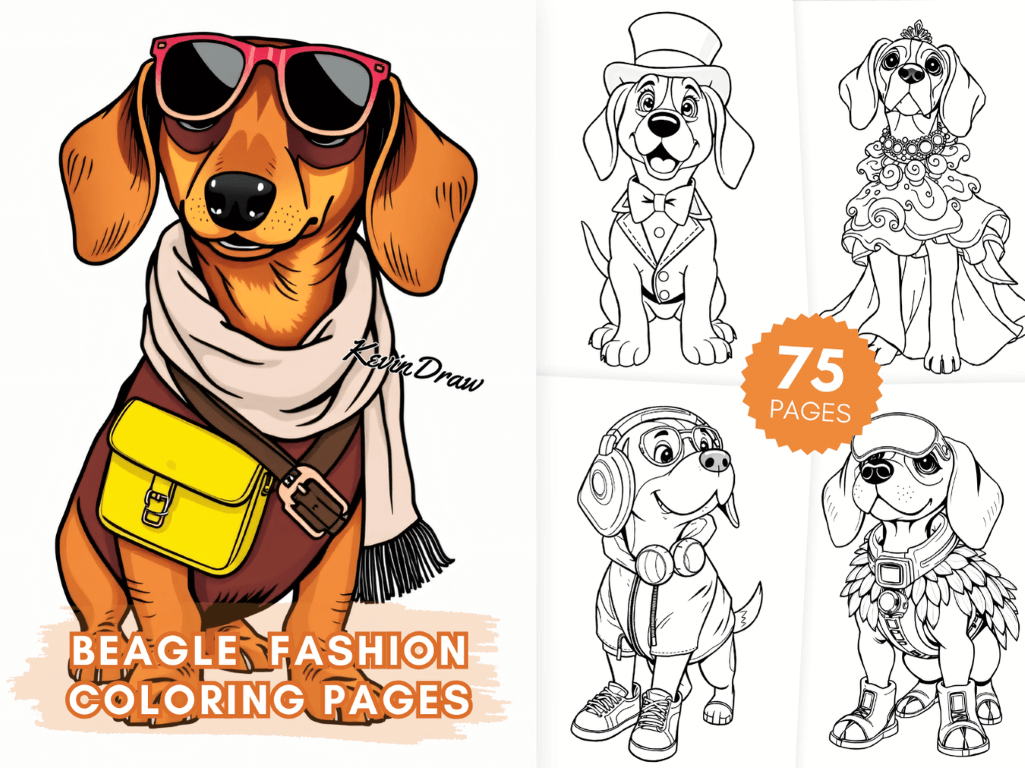 75 Beagle Fashion Coloring Pages