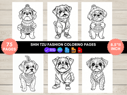 75 Shih Tzu Fashion Coloring Pages